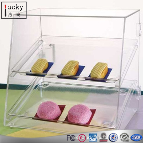 Acrylic Food Display Case with 2 Trays,Bakery Display Cases